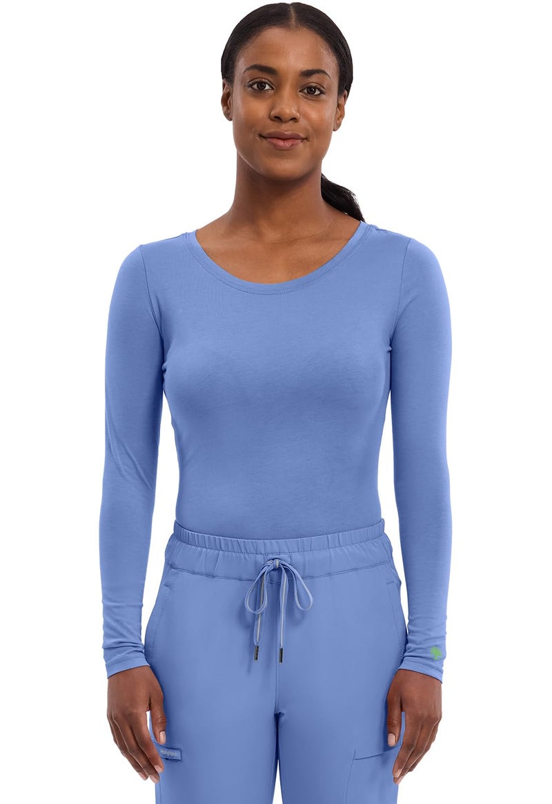 Healing Hands Women's Underscrub Soft Knit Melissa Longsleeve Scrub Tee with Breathable & Easy Care Fabric 5047, S, Ceil - Image 1